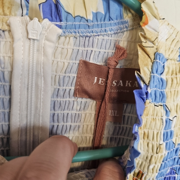 JessaKae Fallen Willow Floral Smocked Midi Cottagecore Peasent Long Sleeve Dress - Picture 8 of 12